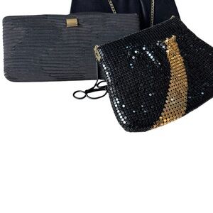 Lot of 3 black vintage evening purses